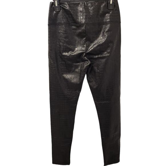 7 For All Mankind croc embossed black vegan leather high rise legging size small - Picture 3 of 5